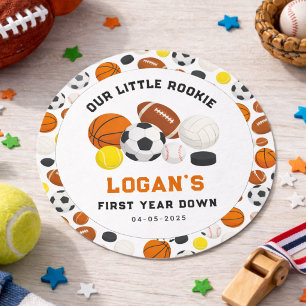Sticker Rond Petit Débutant Sports 1er Anniversaire   Toute une