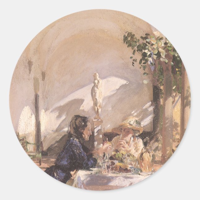 Sticker Rond Petit déjeuner dans la Loggia par John Singer Sarg (Devant)