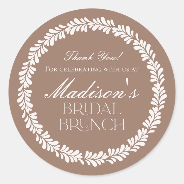 Sticker Rond Petit déjeuner-déjeuner de mariage Mocha Brown Tal (Devant)
