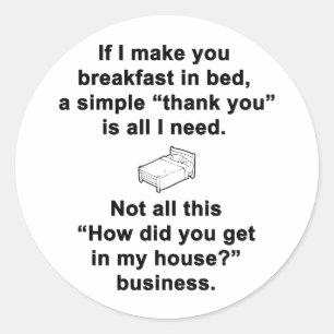 Sticker Rond Petit déjeuner en Bed