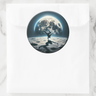 Sticker Rond Petit-déjeuner lunaire - Style de rue dans l'espac