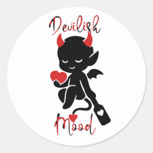 Sticker Rond Petit Diable Méchant Amour Pagaie "Humeur Diaboliq