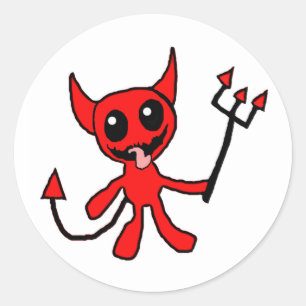 Sticker Rond Petit diable rouge mignon