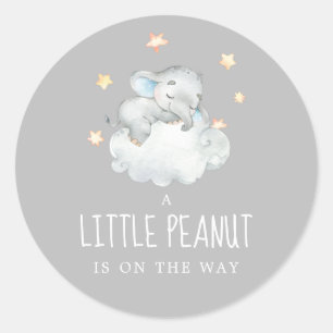 Sticker Rond Petit éléphant Garçon Gris Petit Baby shower cacah