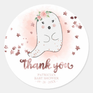 Sticker Rond Petit Fantôme Mignon Remerciements pour la Baby Sh