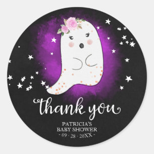 Sticker Rond Petit Fantôme Mignon Remerciements pour la Baby Sh