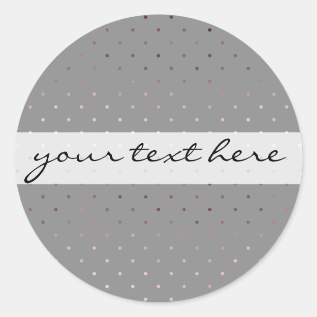 Sticker Rond petit faux rose or gris pois motif (Devant)