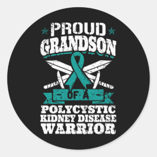 Sticker Rond Petit-Fils D'Une Maladie Du Rein Polykystique Guer