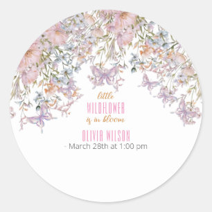 Sticker Rond Petit fleur sauvage au baby shower fleuri