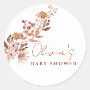 Sticker Rond Petit Fleur sauvage Boho   Baby shower d'automne