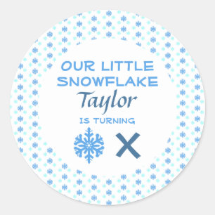 Sticker Rond Petit Flocon De Neige N'Importe Quel Âge Anniversa