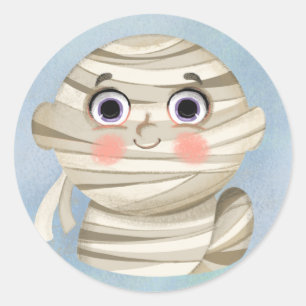 Sticker Rond Petit garçon dans un costume d'Halloween maman Pla