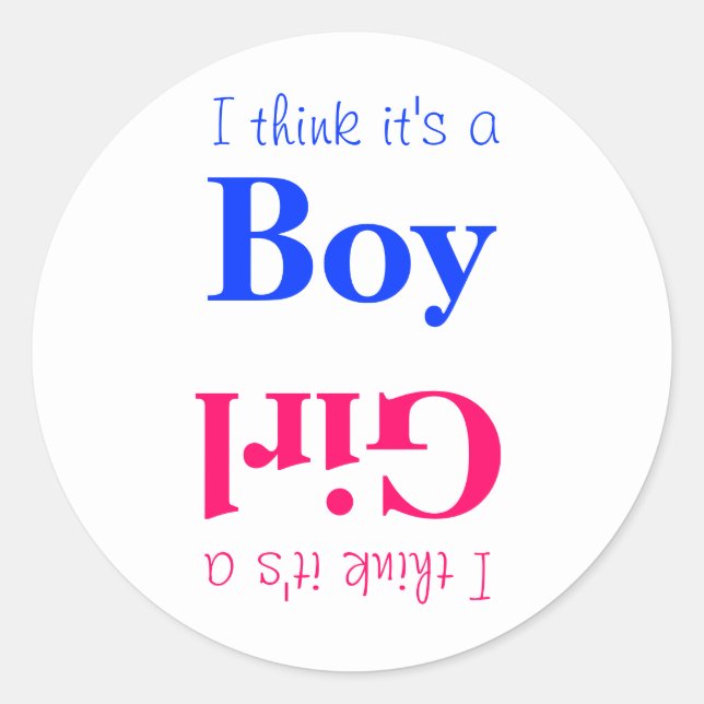 Sticker Rond Petit garçon ou fille Bébé Genre Reveal Game Stick (Devant)