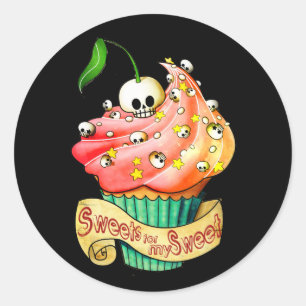 Sticker Rond Petit gâteau doux et mortel de crâne
