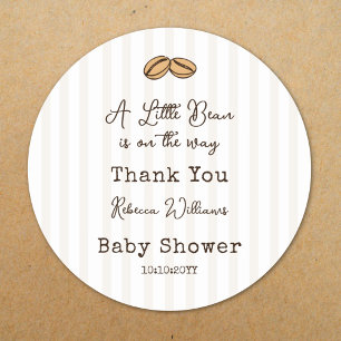 Sticker Rond Petit Haricot de Café Remerciements pour Baby Sho