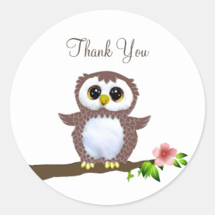 Sticker Rond Petit hibou merci
