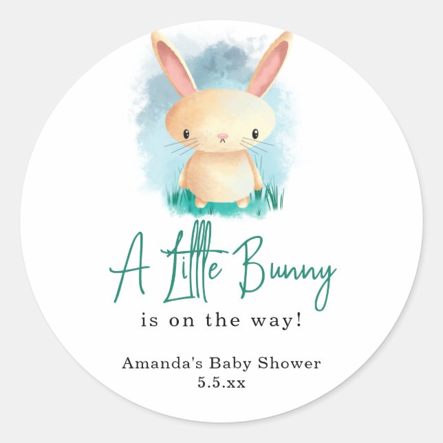Sticker Rond Petit lapin - baby shower (Devant)