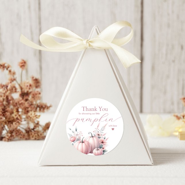 Sticker Rond Petit Merci Citrouille rose (Créateur téléchargé)