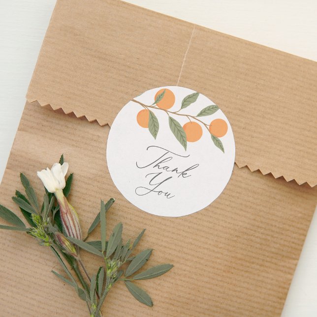 Sticker Rond Petit Merci d'agrumes orange Cutie (Créateur téléchargé)