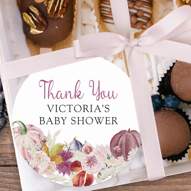Sticker Rond Petit Merci de Baby shower Citrouille (Fall baby shower thank you stickers from my Little Pumpkin collection)