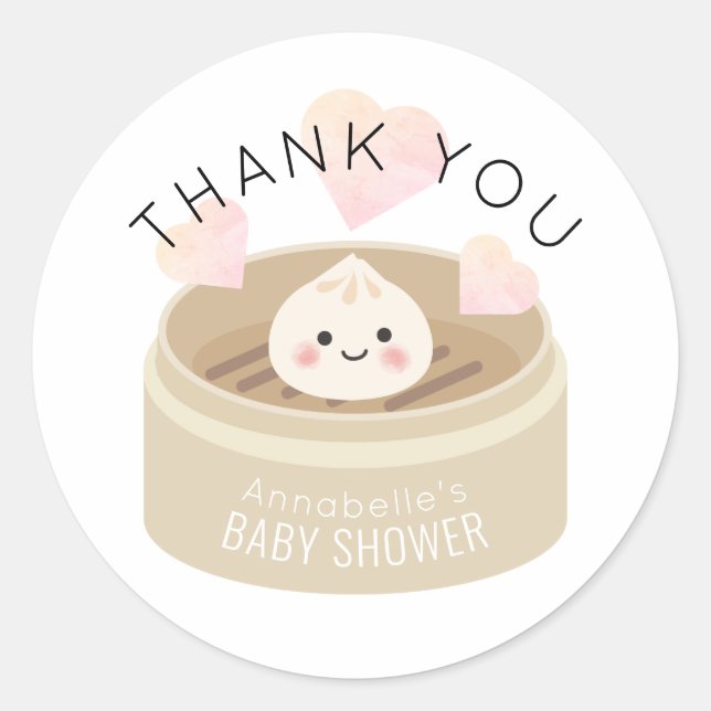 Sticker Rond Petit Merci de Baby shower en dumping (Devant)