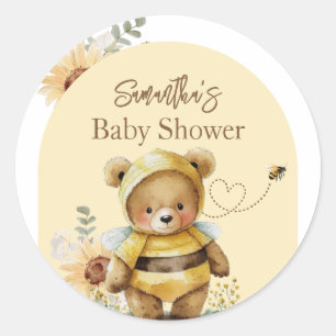Sticker Rond Petit miel Baby shower de l'ours des abeilles