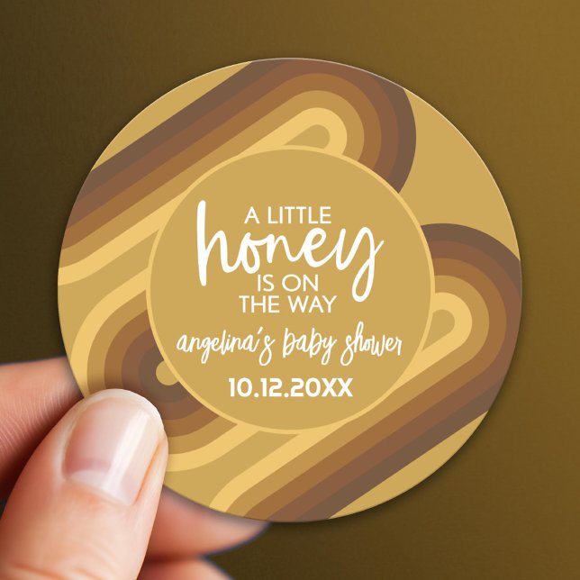 Sticker Rond Petit miel sur le chemin Baby shower rétro des ray (Custom Sticker)