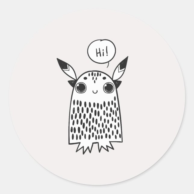 Sticker Rond Petit monstre mignon (Devant)