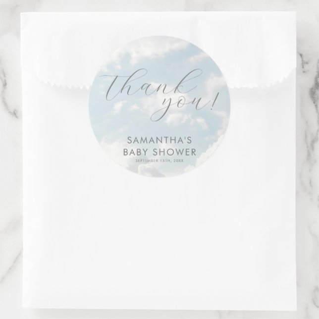 Sticker Rond Petit morceau de Baby shower du ciel rêvé (Sac)