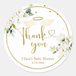 Sticker Rond Petit morceau floral blanc du ciel