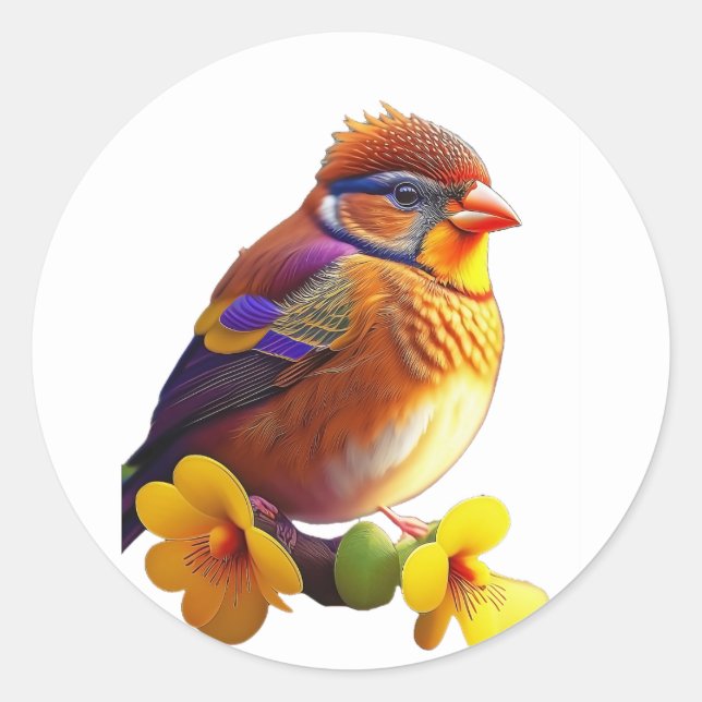 Sticker Rond Petit oiseau mignon (Devant)