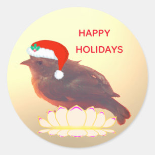 Sticker Rond Petit oiseau mignon de Noël