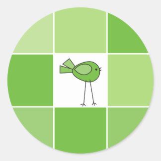 Sticker Rond petit oiseau vert