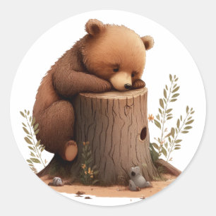 Sticker Rond Petit Ours qui dort
