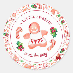 Sticker Rond Petit pain d'épice doux Baby shower de Noël