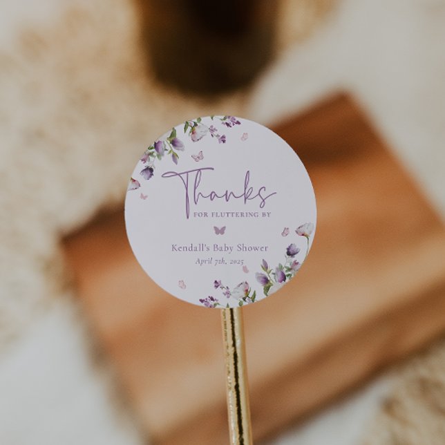 Sticker Rond Petit Papillon Baby shower de jardin Merci (Créateur téléchargé)
