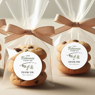 Sticker Rond Petit Pêcheur Clothesline Baby shower de pêche