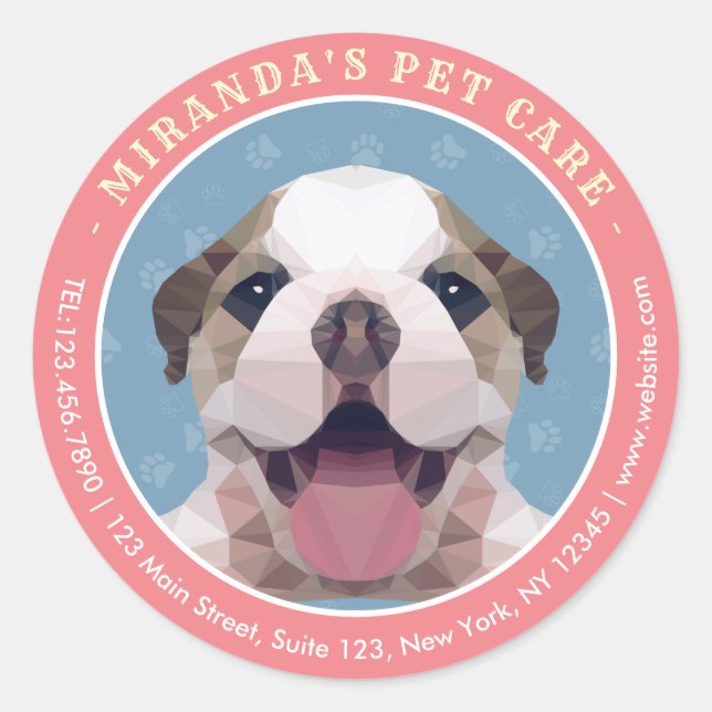 Sticker Rond Petit Pog Chien Soins pour animaux de compagnie Gr (Devant)