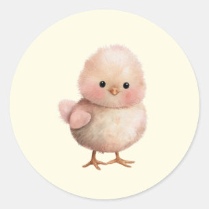 Sticker Rond Petit Pouce Fluffé Beau animal de printemps et d