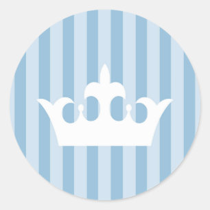 Sticker Rond Petit prince bleu Crown Striped Baby