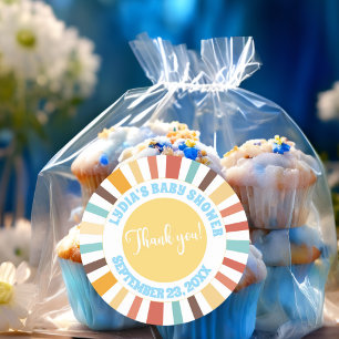 Sticker Rond Petit Rayon De Baby shower Bleu Soleil