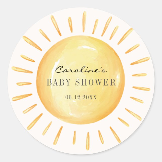 Sticker Rond Petit Rayon De Baby shower Soleil (Devant)