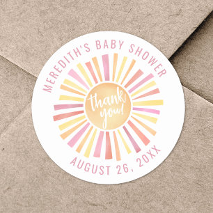 Sticker Rond Petit Rayon de Soleil Baby Shower Bohème