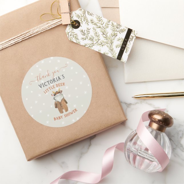 Sticker Rond Petit Reindeer Baby shower d'hiver de Noël (Cadeaux)
