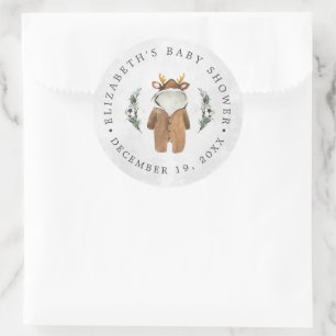 Sticker Rond Petit renne   Baby shower de Noël Favoriser