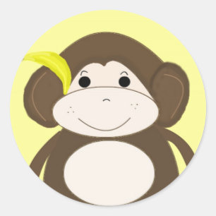 Sticker Rond Petit singe idiot
