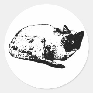 Sticker Rond Petit somme de chat, édition hiver