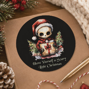 Sticker Rond Petit squelette effrayant de Noël Creepmas