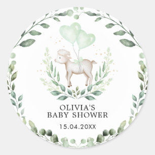 Sticker Rond Petite agneau Printemps vert bébé mouton Douche