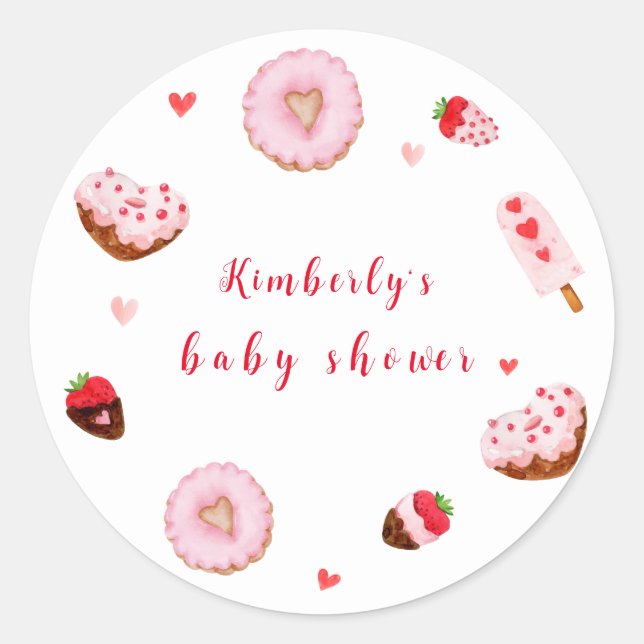 Sticker Rond Petite amoureuse Donuts Valentines Baby shower (Devant)